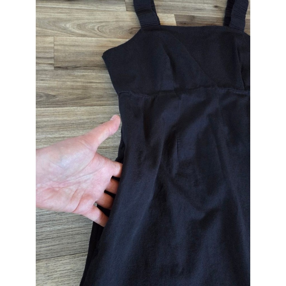 Pact Organic Cotton Linen Maxi Dress Womens L Black Square Neck Boho Minimalist - Picture 3 of 12